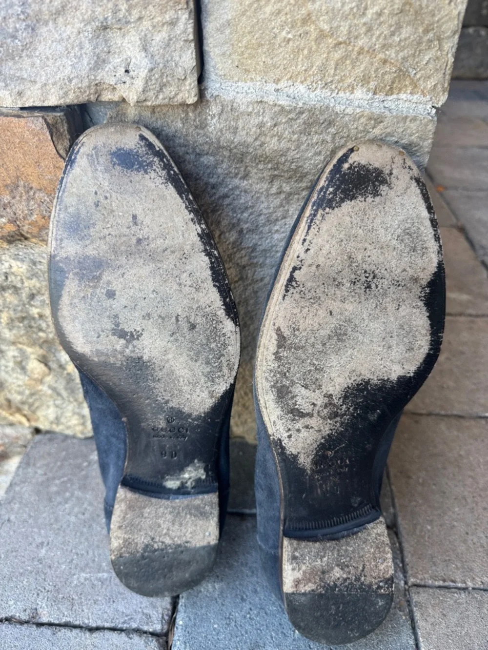 Gucci Blue Suede Loafers with Red and Blue Web & Gold Horsebit - Picture 5 of 12